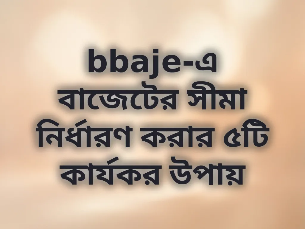 bbaje বাজেট ম্যানেজমেন্ট